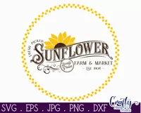 Vintage Farmhouse Home Round Sign Svg | Sunflower Market Product Image 2