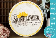 Vintage Farmhouse Home Round Sign Svg | Sunflower Market Product Image 1