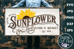 Vintage Farmhouse Home Sign | Sunflower Market Wall Art Svg Product Image 1