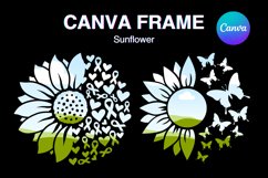 Sunflower Canva Frame Ribbon Butterfly Flower Photo Frame_A Product Image 1