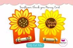Sunflower Money Gift Card, Thank you Money Card Cut File Product Image 1