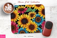 Bright Sunflower Design|Flower Mouse Pad Sublimation Product Image 1