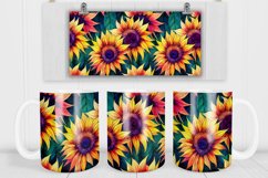 Sunflower mug sublimation design wrap 15 Oz, mug sublimation wrap, sunflower sublimation PNG, sunflower mug template.
