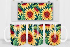 Sunflower mug sublimation design wrap 15 Oz, mug sublimation wrap, sunflower sublimation PNG. 