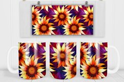 Sunflower mug sublimation design wrap 15 Oz, mug sublimation wrap, sunflower sublimation PNG, sunflower mug template.