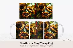 Sunflower Mug Wrap Png Stained Glass Mug Sublimation Png 