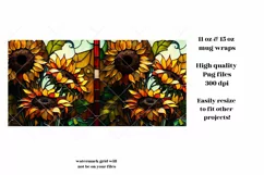 Sunflower Mug Wrap Png | Stained Glass Mug Sublimation Png 