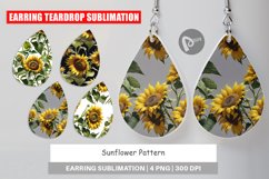 Earring Teardrop Sunflower Pattern Product Image 1