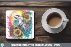 GorgeousSunflower Pink Teal Square Coaster design.