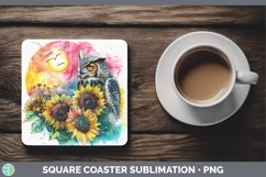 GorgeousSunflower Pink Teal Square Coaster design.