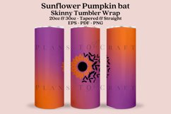 Sunflower Pumpkin Bat skinny tumbler sublimation wrap with high resolution 300 DPI and transparant background perfect for 20oz and 30oz skinny tumbler