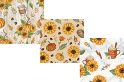 sunflower pumpkin spice, latte coffee design, warm drink pattern, cozy autumn background, fall drink art, pumpkin spice paper, coffee time design, warm beverage pattern, seasonal drink art, cafe culture design