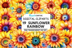 Sunflower Rainbow Watercolor Sublimation Clipart Product Image 1