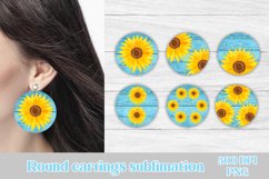 Round sunflower earring sublimation design, sunflower sublimation design, sunflower round earring bundle, earring template png.