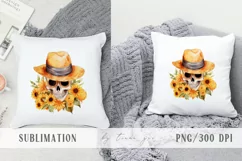 Sunflower fall skull with flower bouquet clipart- 1 png file Product Image 3