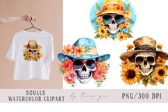 Sunflower fall skull with flower bouquet clipart- 7png files Product Image 2