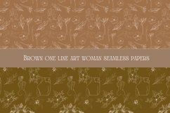 One line art woman body and face brown nude digital print Product Image 2
