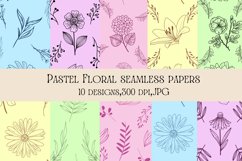 Summer floral pastel seamless pattern leaves wall art decor Product Image 1