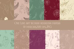 One line art woman body face digital print paper set decor Product Image 1