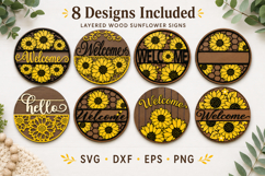 Sunflower Door Hanger SVG | Laser Cut Round Porch Sign Bundl Product Image 1