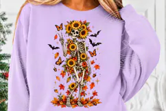 Sunflower Skeleton Spooky Fall Halloween Floral PNG Product Image 5