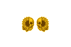 Half Flower and Half Skull Earrings, Studs Laser Cut SVG Product Image 2
