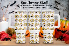 sunflower skull halloween 40oz quencher tumbler sublimation wrap uv dtf wrap SVG high resolution transparent background