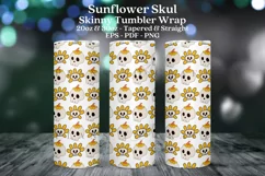 sunflower skull halloween skinny tumbler sublimation wrap with high resolution and transparant background are for 20oz and 30oz skinny tumbler