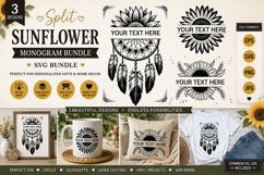 3 Sunflower Split Monogram Frame Product Image 1