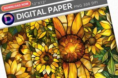 Sunflower Stained Glass Digital Paper Product Image 1