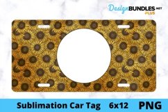 Sublimation Car Tag - Car Tag PNG - Sunflower Monogram Product Image 1