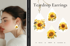 Sunflower Teardrop Earring Sunflower Bee Sublimation_1 Product Image 1
