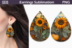 Stained Glass Sunflowers Teardrop Earrings Product Image 1