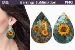 Stained Glass Teardrop Earrings | Sunflowers Earrings Product Image 1