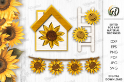 Sunflowers Tier Tray Decors Laser Cut. Home decor SVG Product Image 10