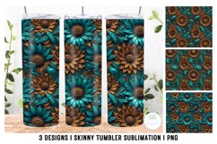 Tooled Leather Flowers Tumbler Sublimation PNG Product Image 1