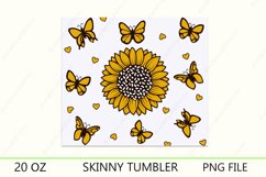Sunflower tumbler wrap with butterfly, 20 oz skinny tumbler Product Image 2