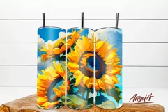 Sunflower tumbler wrap is sublimation tumbler design with realistic sunflower for tumbler 20 Oz.