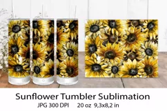 Sunflower Tumbler. Sunflower Sublimation. Tumbler Wrap PNG. Product Image 1