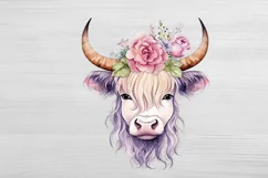 Highland Cow Watercolor Sublimation PNG. Farm House Sign. Product Image 2