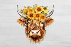 Highland Cow Sublimation. Higland Floral Png Cow. Product Image 2