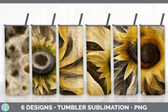 Bundle of six Sunflower sublimation tumbler designs.
