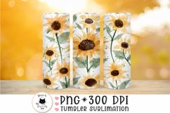 watercolor sunflower tumbler png designs shown on autumn background mockup