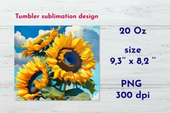 Sunflower tumbler wrap is sublimation tumbler design with realistic sunflower for tumbler 20 Oz.