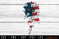 Sunflower SVG, 4th of July svg, American Flag svg, Patriotic Product Image 1
