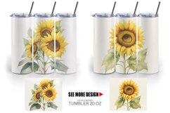 Sunflower Watercolor Tumbler Sublimation Wrap Product Image 3