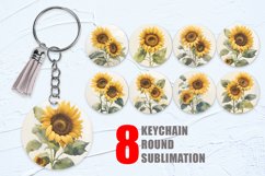 Keychain Sunflower Watercolor | Keyring Product Image 1