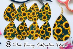 Sunflower Watercolor Earring teardrop sublimation design Product Image 1