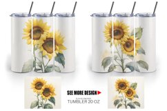 Sunflower Watercolor Tumbler Sublimation Wrap Product Image 5