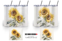 Sunflower Watercolor Tumbler Sublimation Wrap Product Image 6